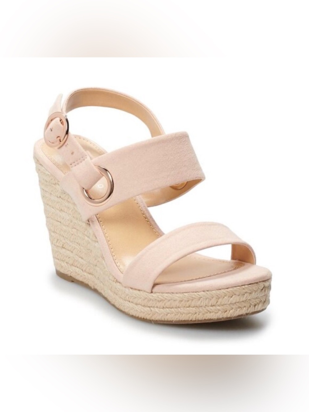 LC Lauren Conrad Wedge Heel Sandals Blush Sherbet/Neutral Women’s 9.5 NWOT